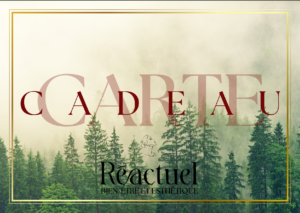 Carte cadeau Le Rituel du domaine de l’institut Réactuel, visuel de forêt brumeuse évoquant un soin signature corps et visage inspiré du domaine et des bois à Gouvieux