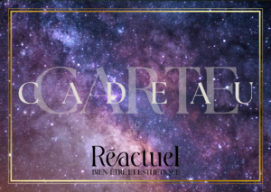 Carte cadeau Bulle de cristal de l’institut Réactuel, visuel de ciel étoilé violet symbolisant un rituel de détente profonde et de recentrage à Gouvieux