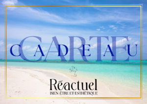 Carte cadeau Lune de miel à Maurice de l’institut Réactuel, visuel de plage paradisiaque pour un rituel corps et visage lumineux à Gouvieux