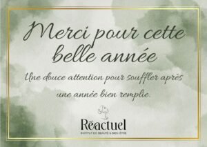 Carte cadeau Réactuel pour remercier une maîtresse, une ATSEM ou une nounou en fin d’année scolaire à Gouvieux près de Chantilly.